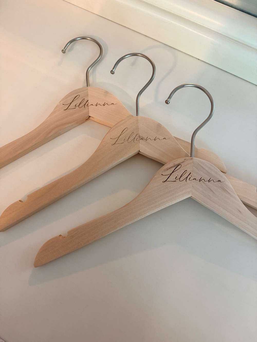 Caden Lane Natural Wood Personalized 'Lillianna' Closet Hangers - Set of 3